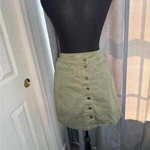 Market & Spruce Khaki Button-Down Mini Skirt